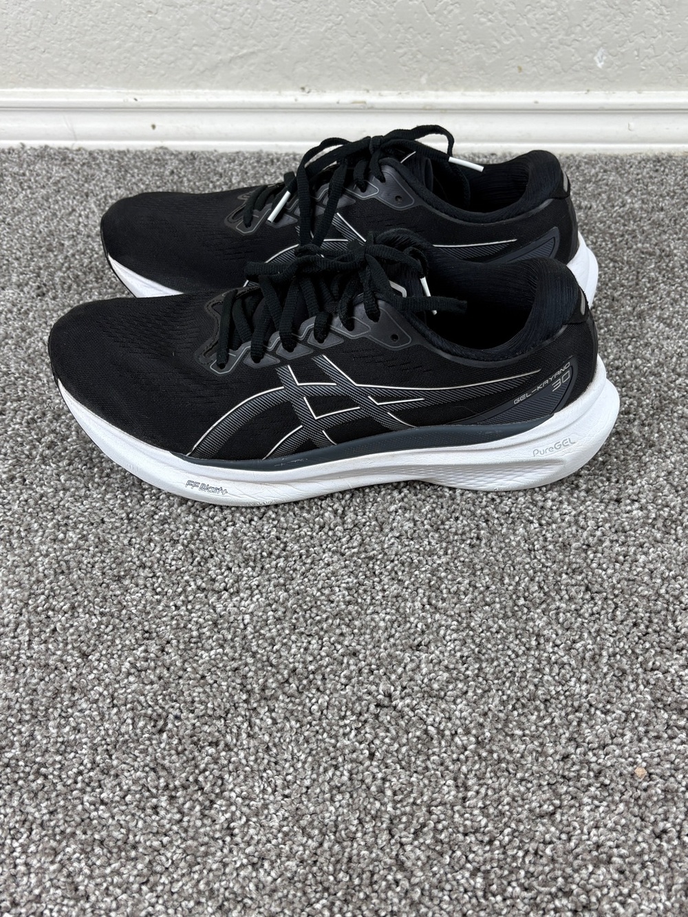 ASICS Mens Gel-Kayano 30 Running Shoes Black White FF Blast+ 10.5M 1011B548 Gel